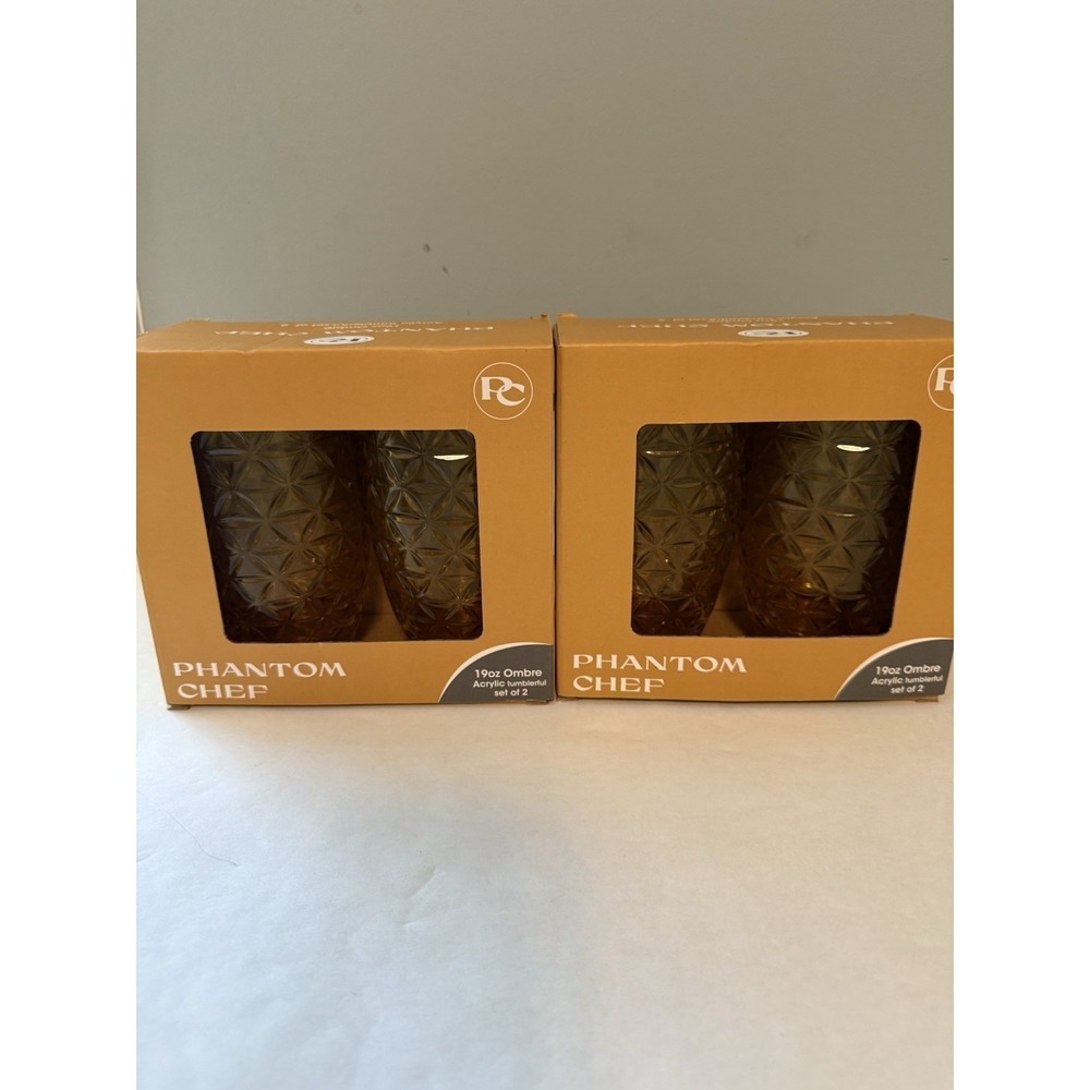 Phantom Chef 19 Oz Acrylic Ombré Tumblers Cups Set‎ Of 4 BPA -Free Safe New